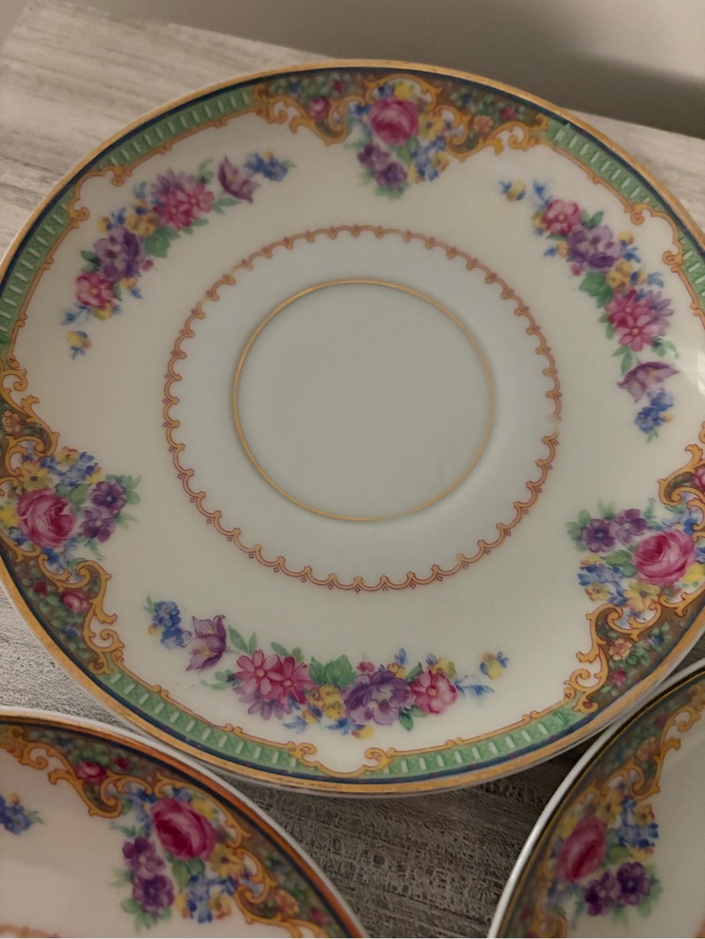 KPM Berlin Porcelain Saucers (No Cups) Vintage Hand Painted German Antique set 3